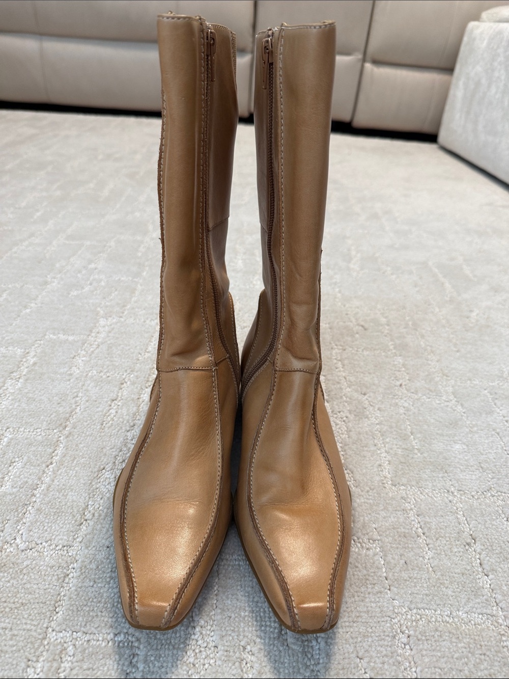 Kenneth Cole Reaction Tan Leather Mid-Calf Boots